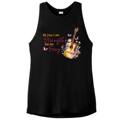 The Lord Is My Strength And My Song Guitar Ladies PosiCharge Tri-Blend Wicking Tank