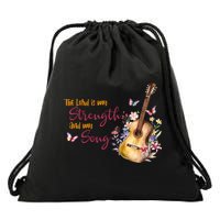 The Lord Is My Strength And My Song Guitar Drawstring Bag