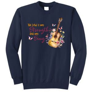 The Lord Is My Strength And My Song Guitar Tall Sweatshirt