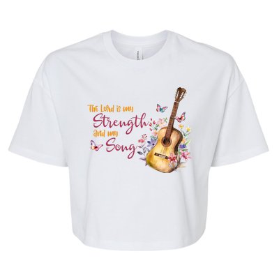 The Lord Is My Strength And My Song Guitar Bella+Canvas Jersey Crop Tee