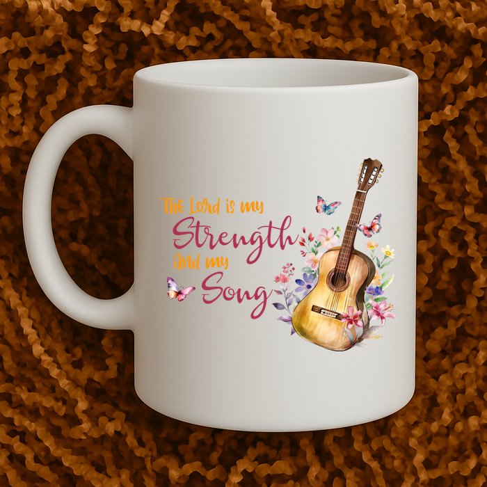 The Lord Is My Strength And My Song Guitar Mug