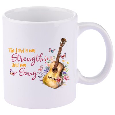 The Lord Is My Strength And My Song Guitar 11oz C Handle Ceramic Mug