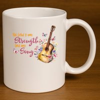 The Lord Is My Strength And My Song Guitar 11oz C Handle Ceramic Mug
