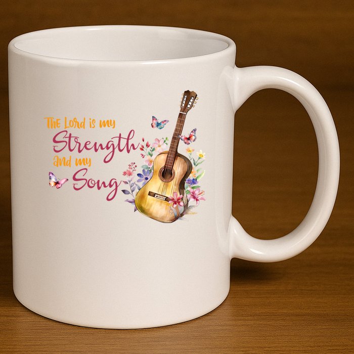 The Lord Is My Strength And My Song Guitar 11oz C Handle Ceramic Mug