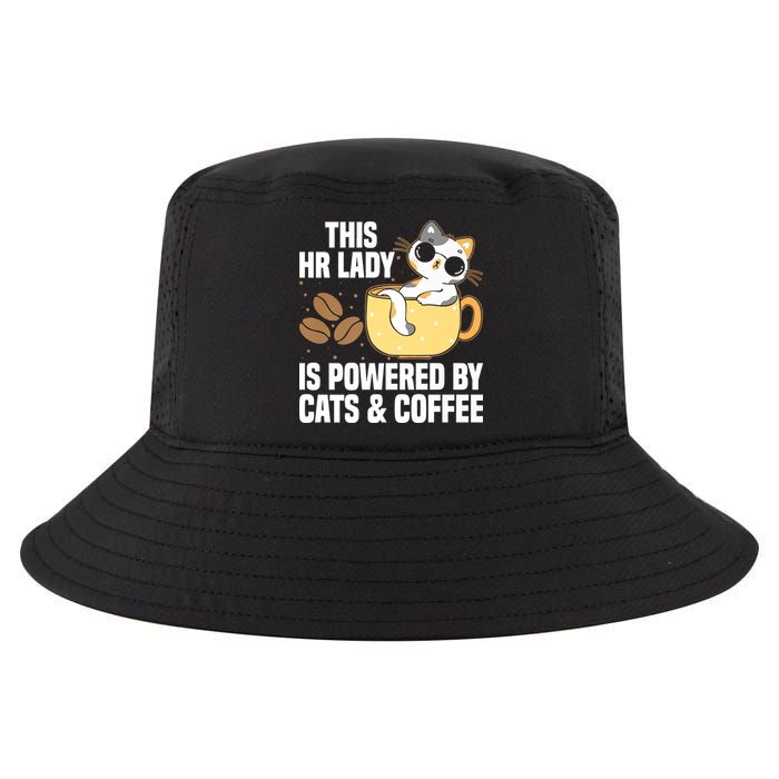 This Lady Is Powered By Cats & Coffee Expressive Design Cool Comfort Performance Bucket Hat