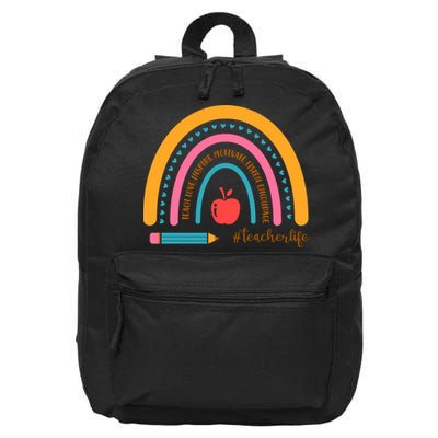 Teacher Life Inspire Rainbow Cute Gift 16 in Basic Backpack