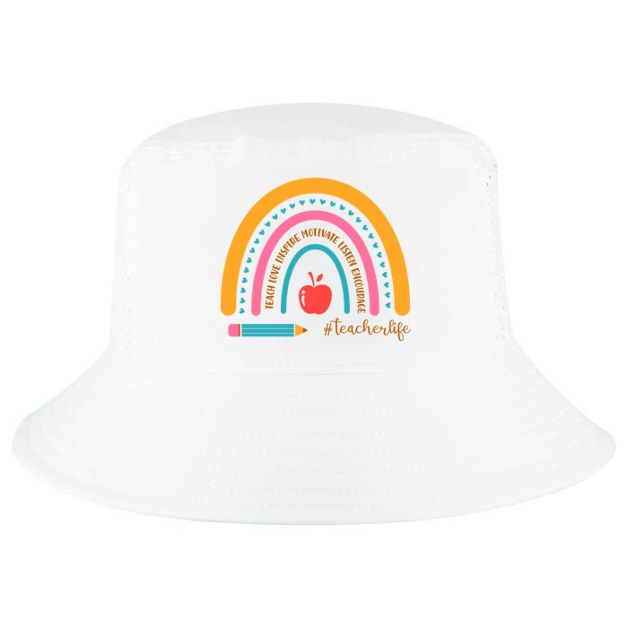 Teacher Life Inspire Rainbow Cute Gift Cool Comfort Performance Bucket Hat