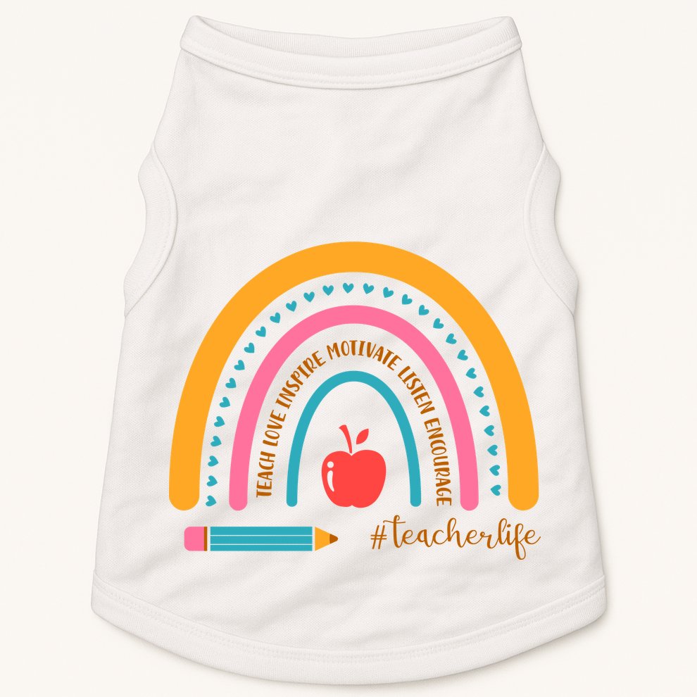 Teacher Life Inspire Rainbow Cute Gift Doggie Tank