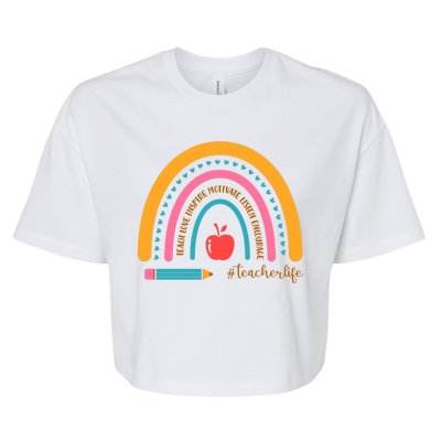 Teacher Life Inspire Rainbow Cute Gift Bella+Canvas Jersey Crop Tee