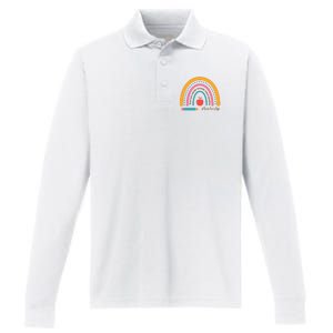 Teacher Life Inspire Rainbow Cute Gift Performance Long Sleeve Polo