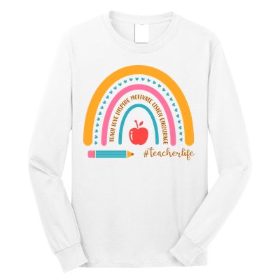Teacher Life Inspire Rainbow Cute Gift Long Sleeve Shirt