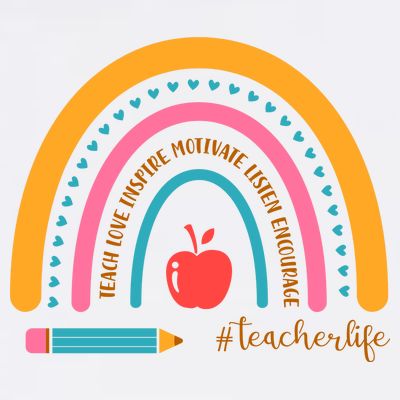 Teacher Life Inspire Rainbow Cute Gift T-Shirt