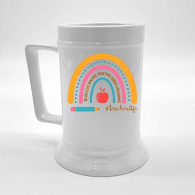 Teacher Life Inspire Rainbow Cute Gift Beer Stein