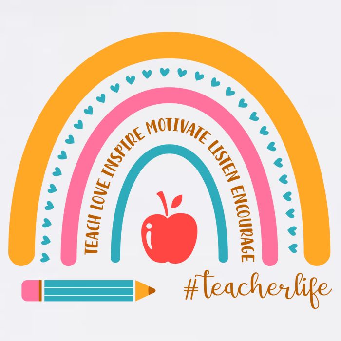 Teacher Life Inspire Rainbow Cute Gift Button