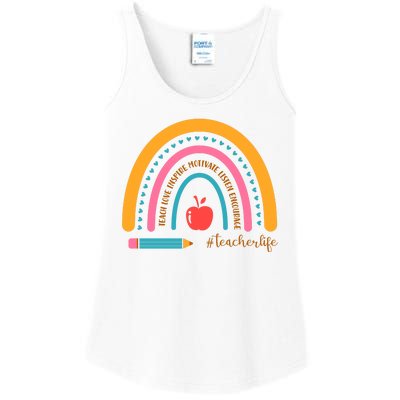 Teacher Life Inspire Rainbow Cute Gift Ladies Essential Tank