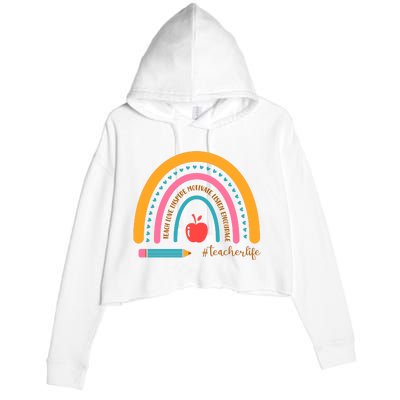 Teacher Life Inspire Rainbow Cute Gift Crop Fleece Hoodie