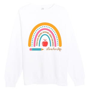 Teacher Life Inspire Rainbow Cute Gift Premium Crewneck Sweatshirt