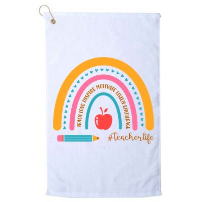 Teacher Life Inspire Rainbow Cute Gift Golf Towel
