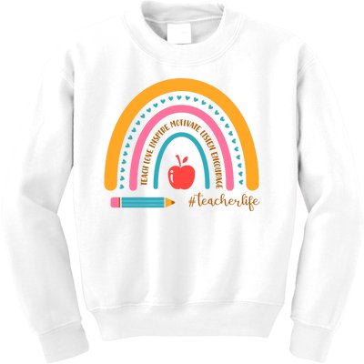 Teacher Life Inspire Rainbow Cute Gift Kids Sweatshirt