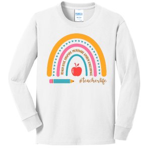 Teacher Life Inspire Rainbow Cute Gift Kids Long Sleeve Shirt