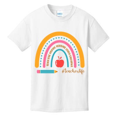 Teacher Life Inspire Rainbow Cute Gift Kids T-Shirt