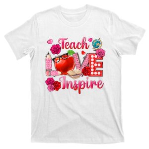 Teach Love Inspire Teacher Valentine's Day Funny Teacher's Day T-Shirt