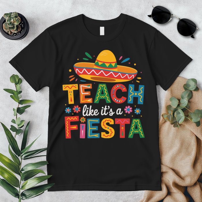 Teach Like Its A Fiesta Teachers Sombrero Cinco De Mayo Premium T-Shirt