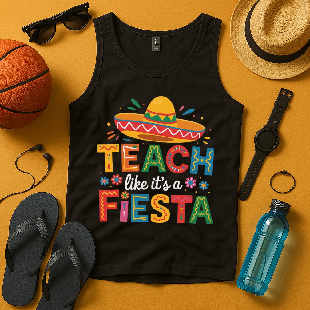 Teach Like Its A Fiesta Teachers Sombrero Cinco De Mayo Tank Top