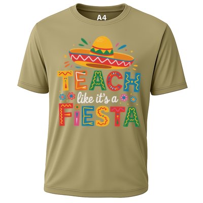 Teach Like Its A Fiesta Teachers Sombrero Cinco De Mayo Cooling Performance Crew T-Shirt