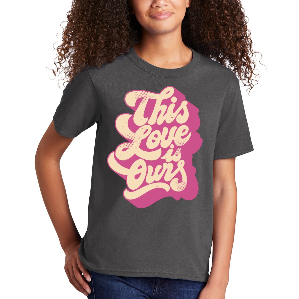 This Love Is Ours Cute Retro Valentines Day Gift Kids T-Shirt