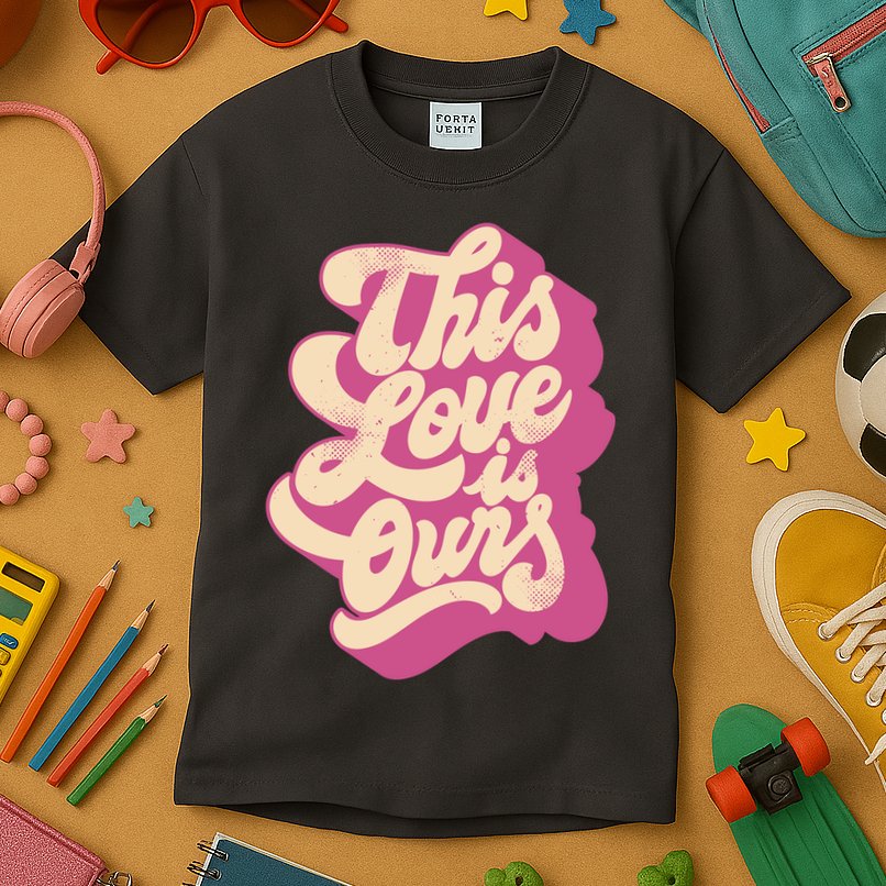 This Love Is Ours Cute Retro Valentines Day Gift Kids T-Shirt