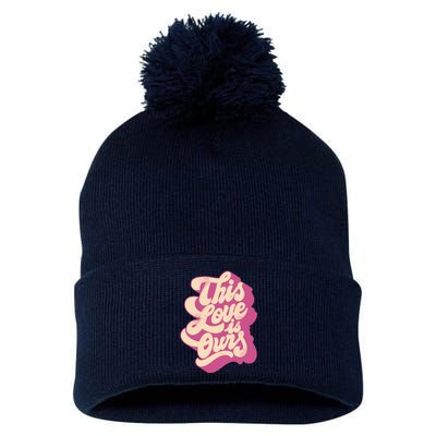 This Love Is Ours Cute Retro Valentines Day Gift Pom Pom 12in Knit Beanie