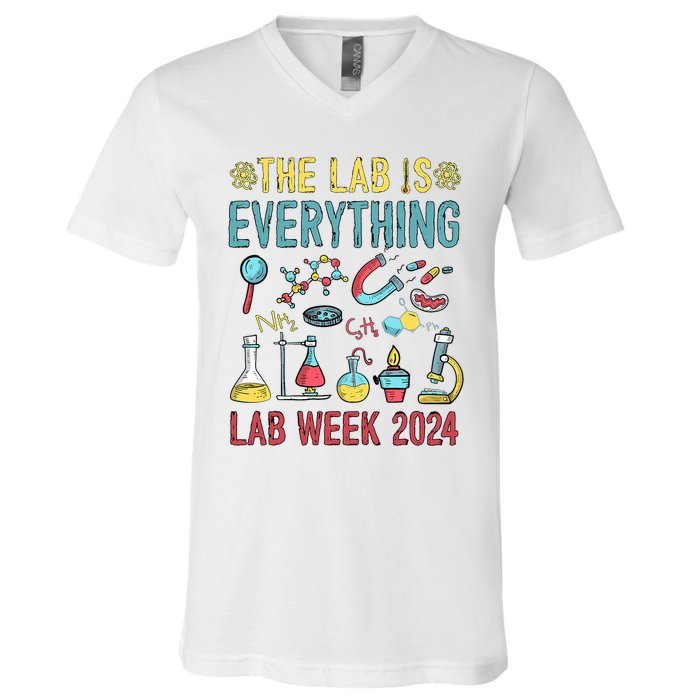 The Lab Is Everything Medical Laboratory Week 2024 V-Neck T-Shirt