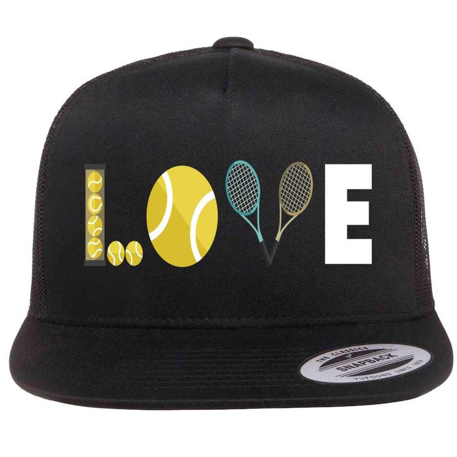 Tennis Love I Tennis Racket Tennis Ball Tennis Player Sport Gift Flat Bill Trucker Hat