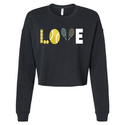 Tennis Love I Tennis Racket Tennis Ball Tennis Player Sport Gift Cropped Pullover Crew