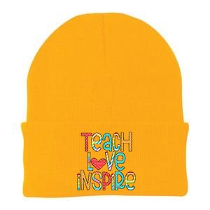 Teach Love Inspire First Day Back To School Teachers Women Knit Cap Winter Beanie