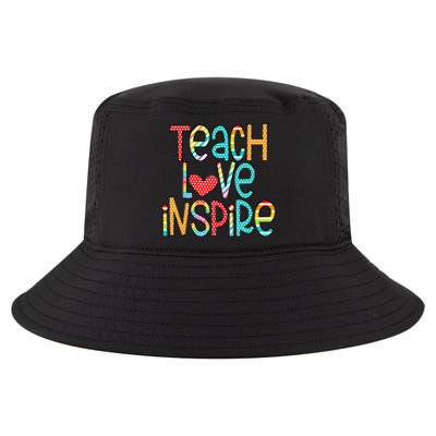 Teach Love Inspire First Day Back To School Teachers Women Cool Comfort Performance Bucket Hat