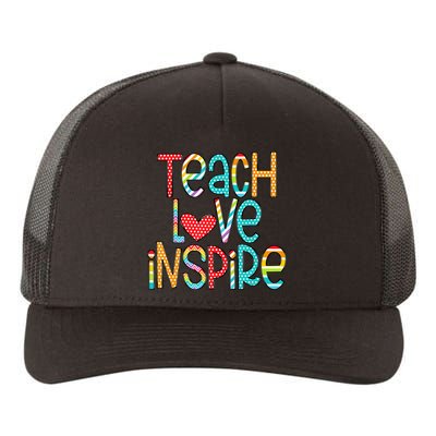 Teach Love Inspire First Day Back To School Teachers Women Yupoong Adult 5-Panel Trucker Hat