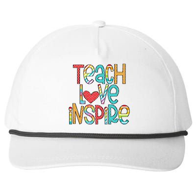 Teach Love Inspire First Day Back To School Teachers Women Snapback Five-Panel Rope Hat