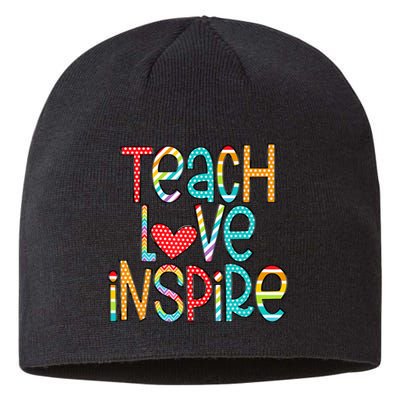 Teach Love Inspire First Day Back To School Teachers Women Sustainable Beanie