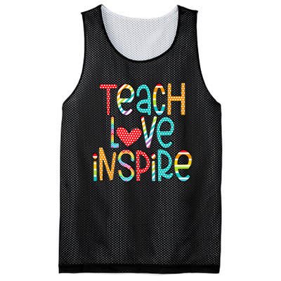 Teach Love Inspire First Day Back To School Teachers Women Mesh Reversible Basketball Jersey Tank