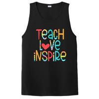 Teach Love Inspire First Day Back To School Teachers Women PosiCharge Competitor Tank