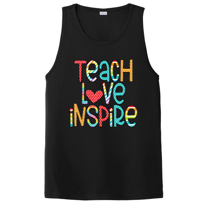 Teach Love Inspire First Day Back To School Teachers Women PosiCharge Competitor Tank