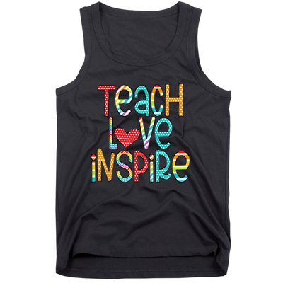 Teach Love Inspire First Day Back To School Teachers Women Tank Top