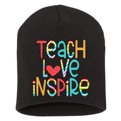 Teach Love Inspire First Day Back To School Teachers Women Short Acrylic Beanie