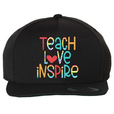 Teach Love Inspire First Day Back To School Teachers Women Wool Snapback Cap