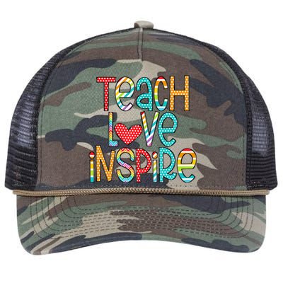 Teach Love Inspire First Day Back To School Teachers Women Retro Rope Trucker Hat Cap