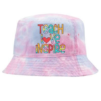 Teach Love Inspire First Day Back To School Teachers Women Tie-Dyed Bucket Hat