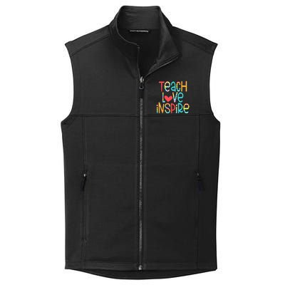 Teach Love Inspire First Day Back To School Teachers Women Collective Smooth Fleece Vest