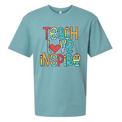 Teach Love Inspire First Day Back To School Teachers Women Sueded Cloud Jersey T-Shirt